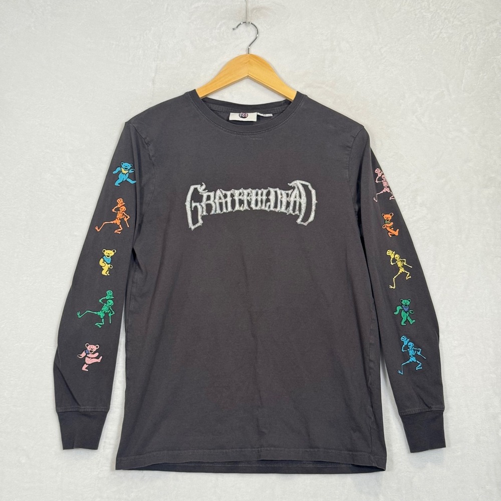 Grateful Dead Charcoal Gray Long Sleeve Dancing Bear Skeleton Shirt Small